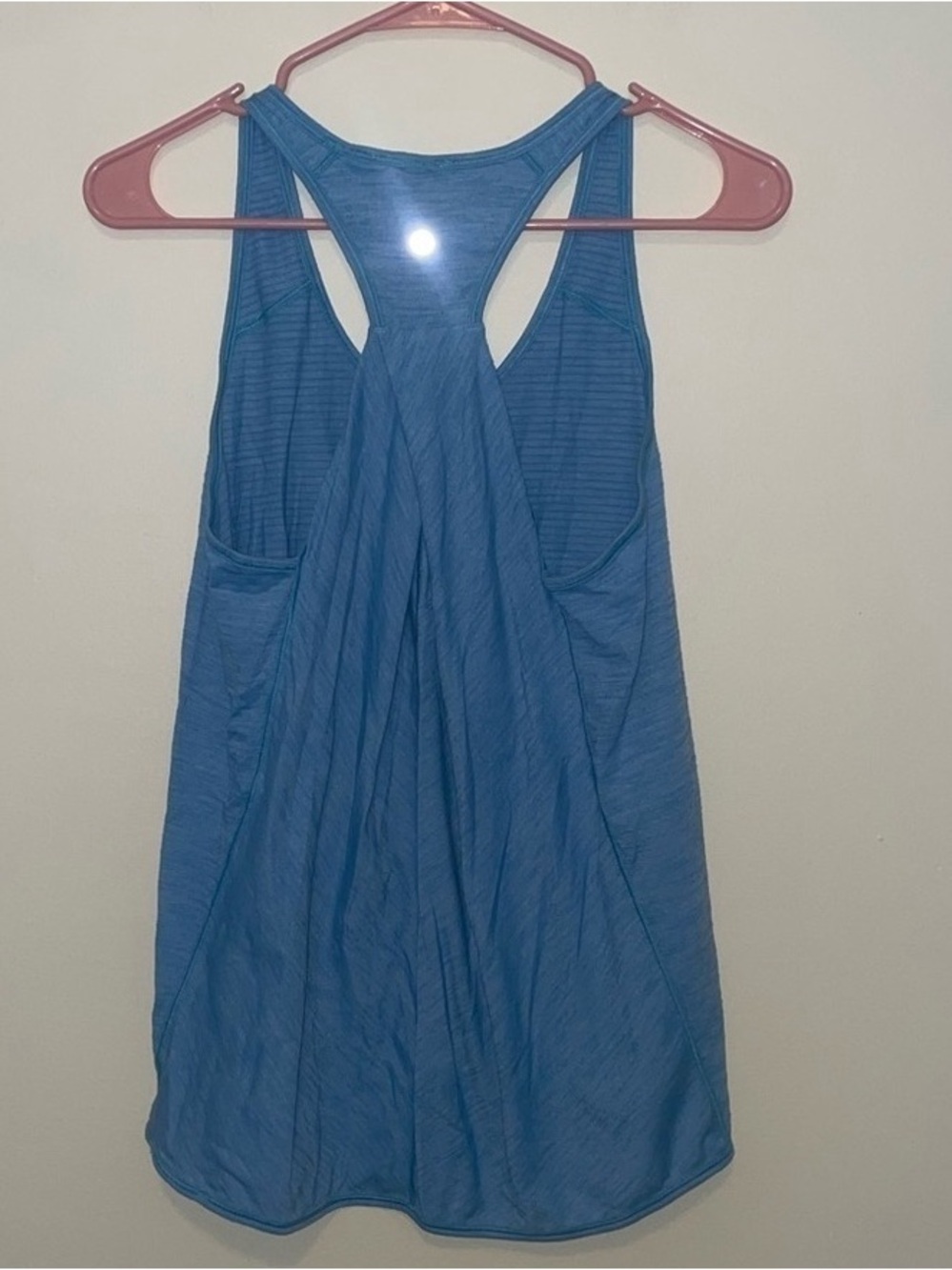 Blue Racerback Pleated Performance Tank Top - Picture 4 of 4